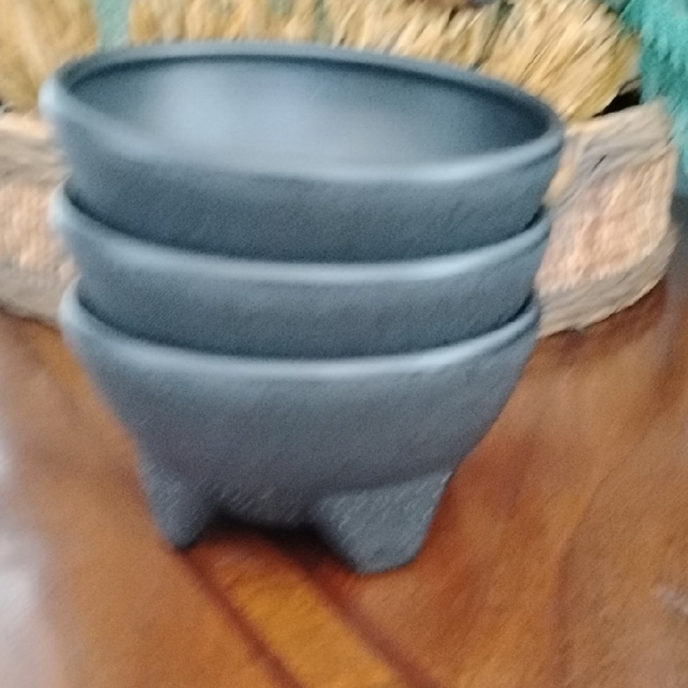 Set of Black Molcajete Salsa Bowls